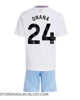 Aston Villa Amadou Onana #24 Maglia Gara Trasferta Repliche 2024-25 Bambino